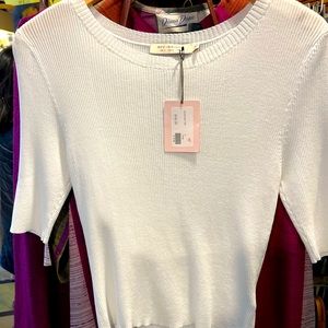 Bec + Bridge ivory ribbed top Size 6 NWT!